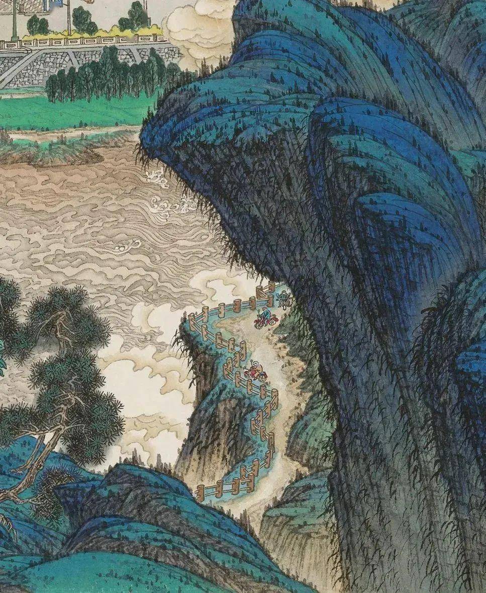 60米工笔青绿山水长卷《千里白龙江》发布～_武都区_局部_创作