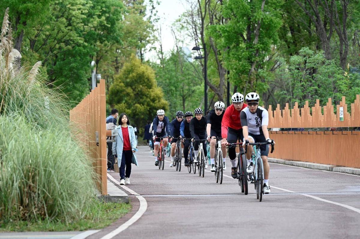 成都天府绿道上的骑行者_爱好者_运动_健身