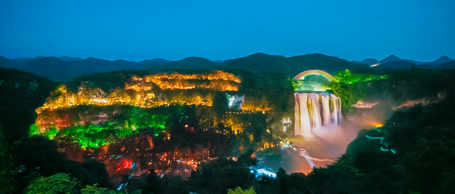 【五一游贵州】夜游黄果树:没错,这儿就是那个仙境打卡点