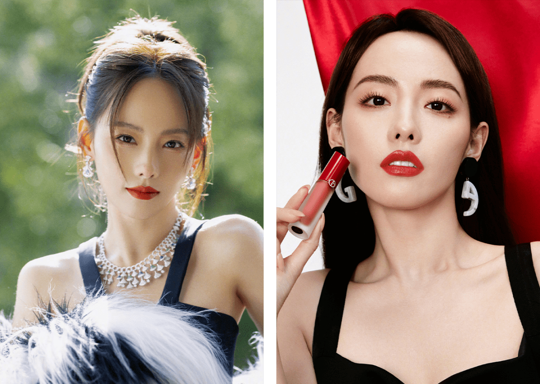 其实圈内跟她比较像的还有张天爱,景甜这种,都是皮肤白发色深,发量