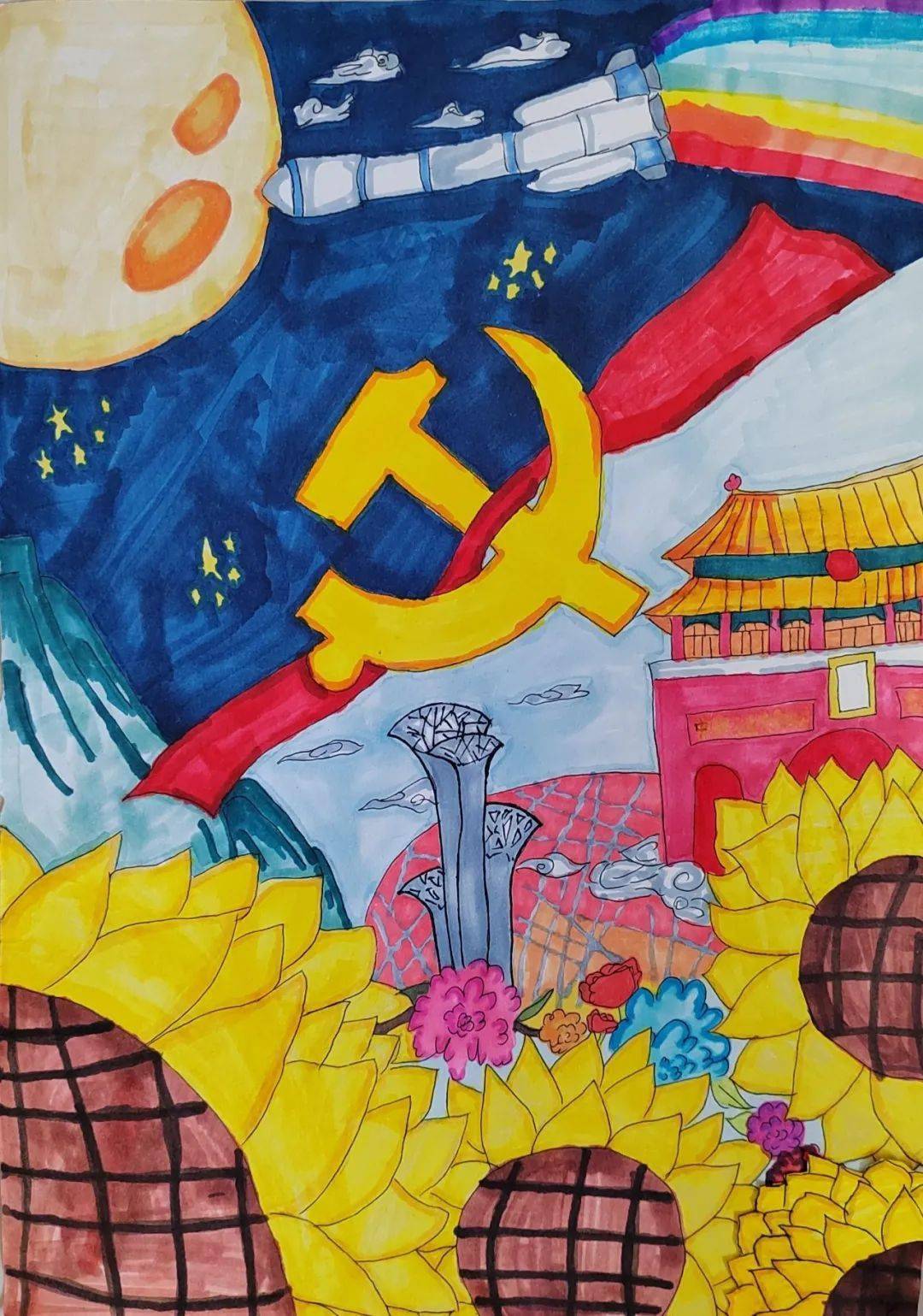 共筑中国梦画画图片