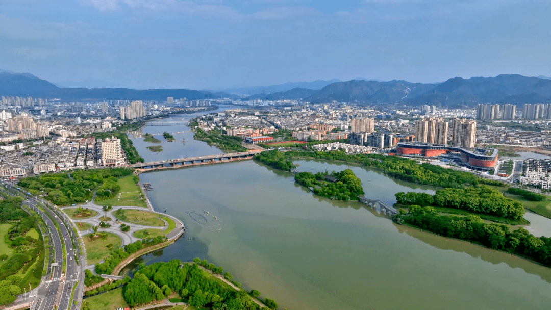 天台始丰湖湿地公园的建筑与桥!_城市_两岸_景观