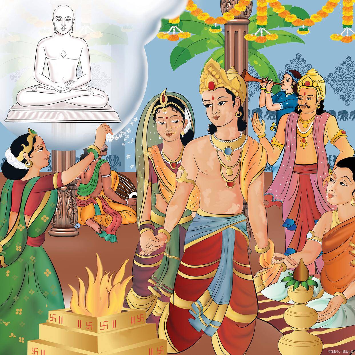 当时,提婆达多(太子的堂弟)等听说悉达多太子武艺超群,都要向太子挑战