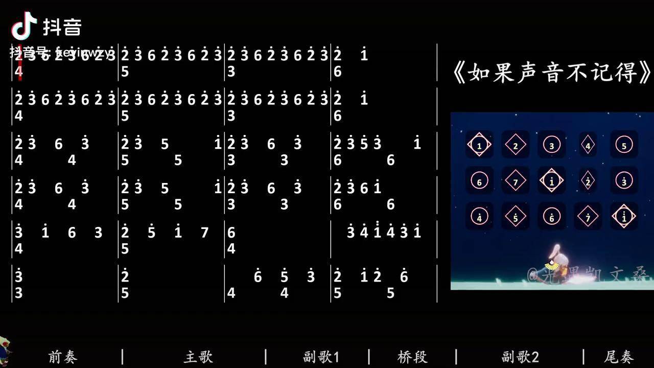 《如果声音不记得》2指数字简谱 光遇 光遇琴谱 如果声音不记得