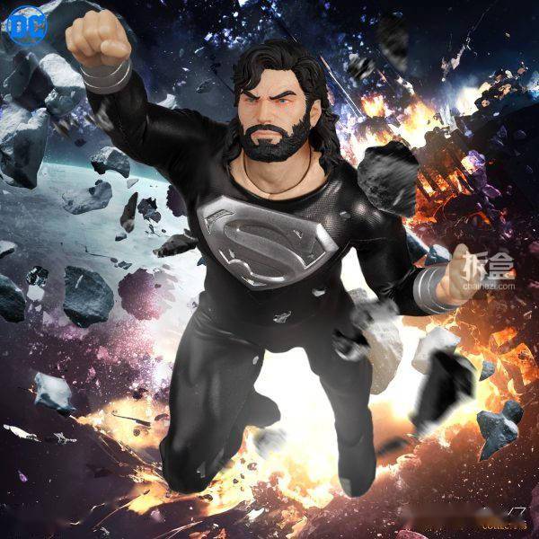 mezco蚂蚁 one:12 超人归来黑色战衣正版美漫可动人偶_官方_武器_旗杆