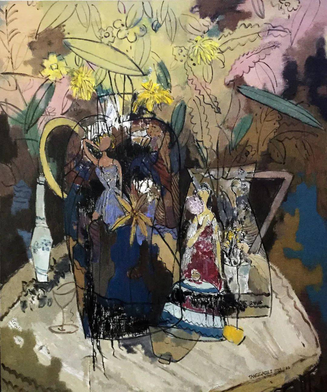 2021年张宏林女青年120×100cm布面油画2022年张琼蓝色童话150×150