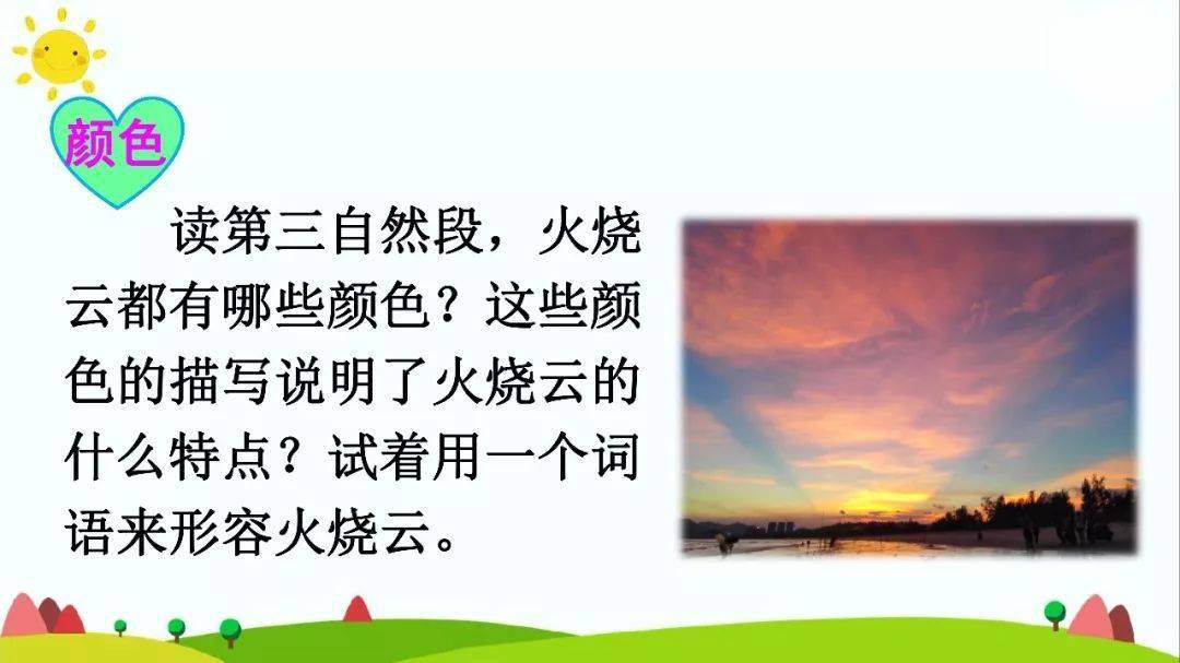 部编版语文三年级下册第24课《火烧云》知识点 图文讲解_变化_什么