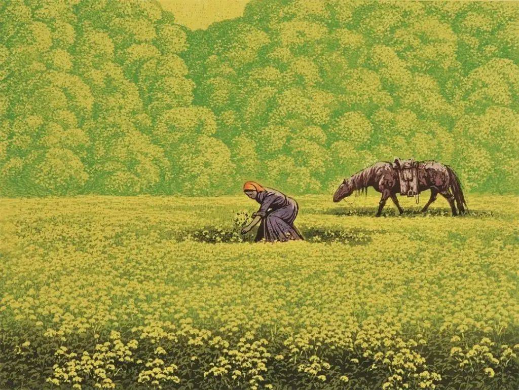 藏书》 藏书票 2002文光锡 《巧儿遇竹系列之六》 版画 2002张朝阳