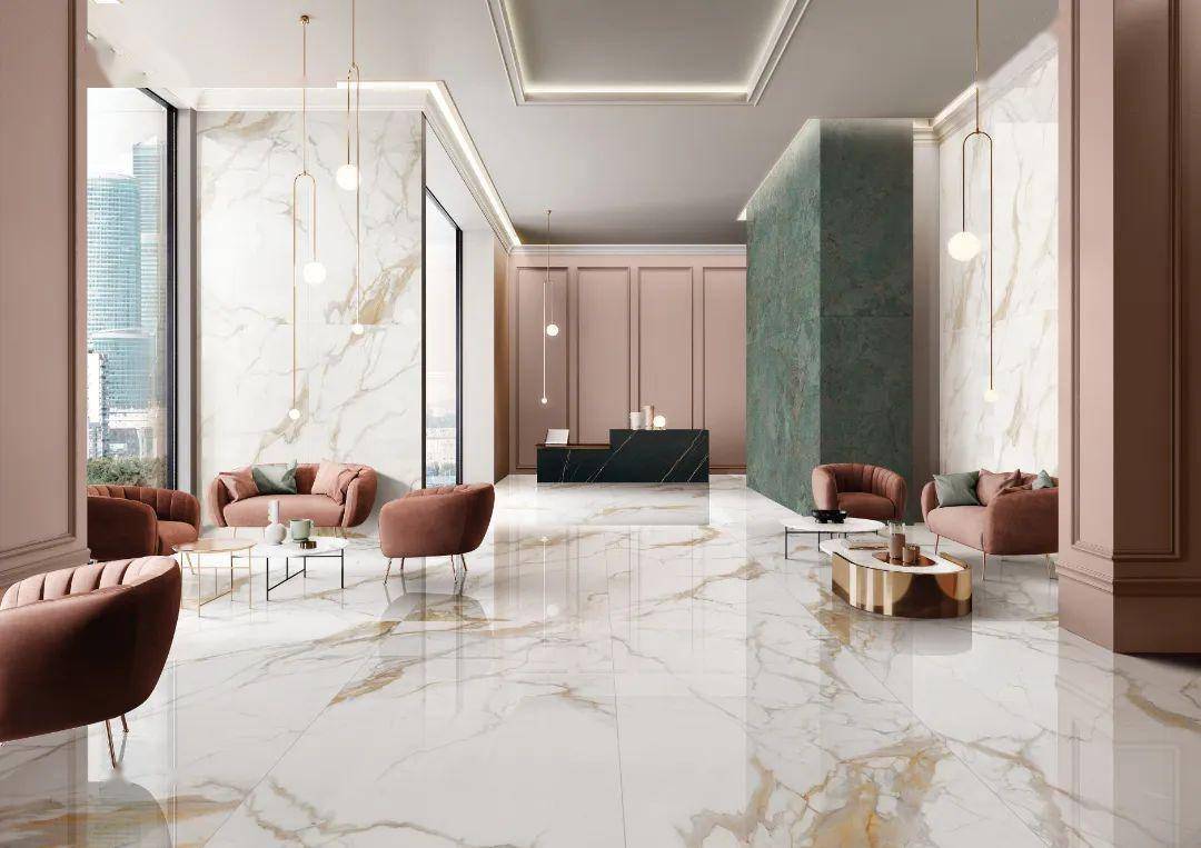 罗曼缔克瓷砖900x1800mm鱼肚金,【白 金】奢华的颜值典范_金色_质感