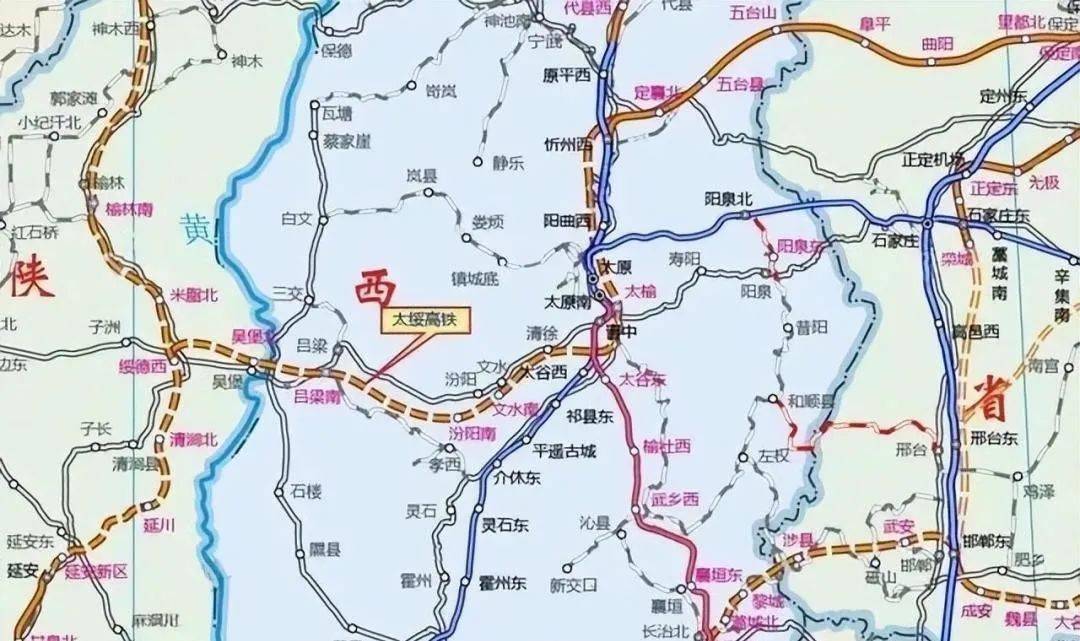 汾阳,沿孝柳铁路至中阳,吕梁,柳林,吴堡,最后引入规划中的延榆高铁