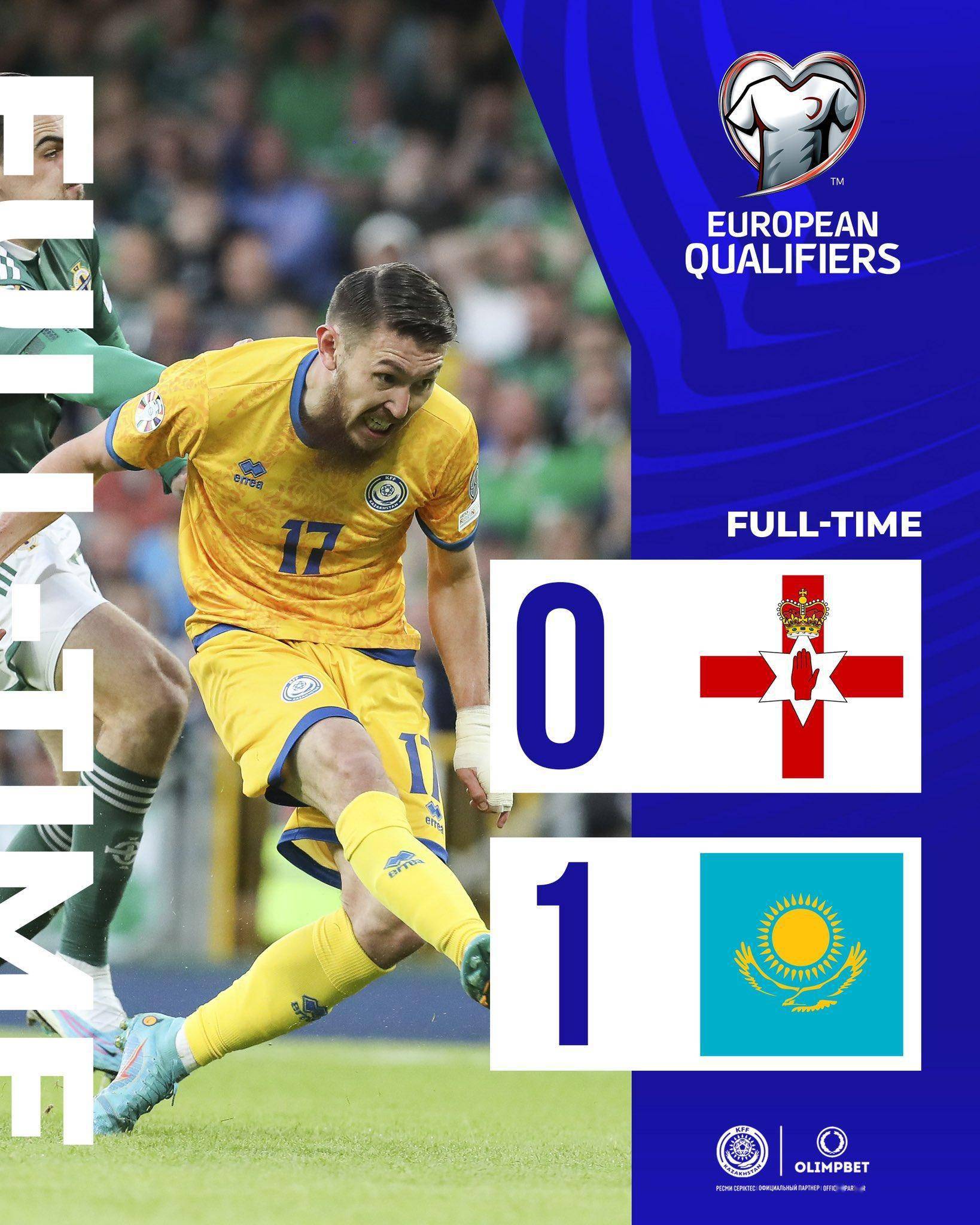 哈萨克斯坦最后时刻惊天绝杀欧预赛3胜1负&有望队史首进欧洲杯