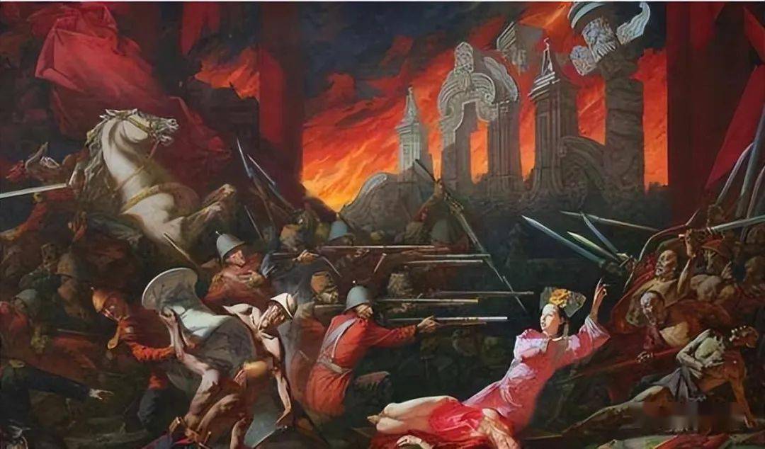 英法联军火烧圆明园在《晚清宫廷实纪》一书中,有这样的一段描述:"