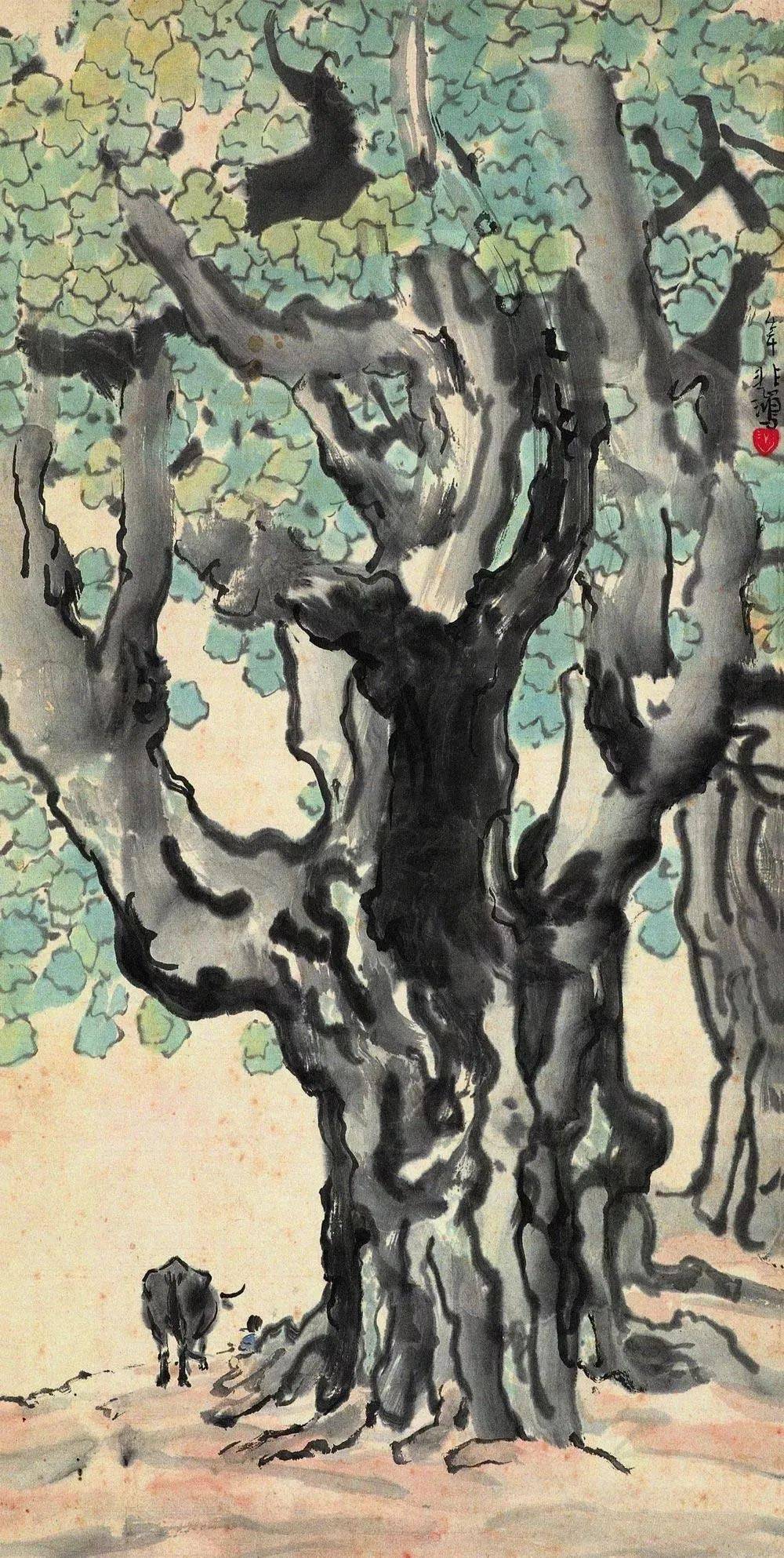 徐悲鸿不喜欢一味摹古,对照他有限的山水画作,可以看到在他的作品中都