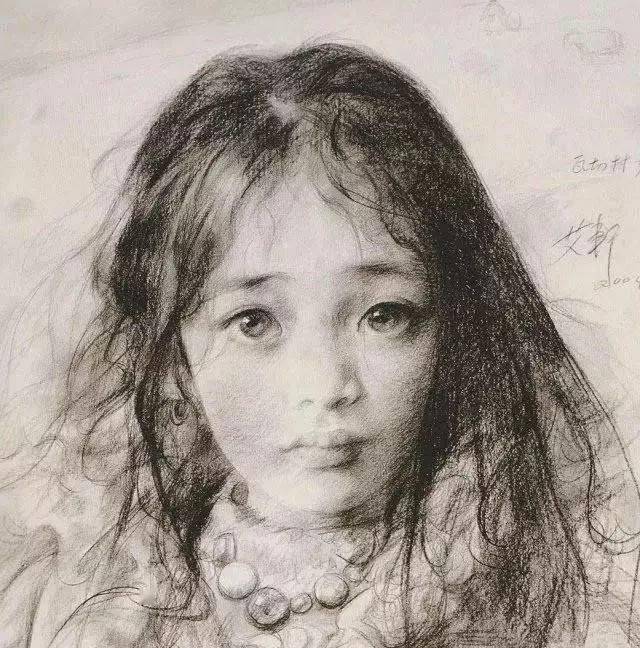 純手描き 水彩油画 人物画 艾轩 作品図 中国絵画 約70×100cm 未表装 純
