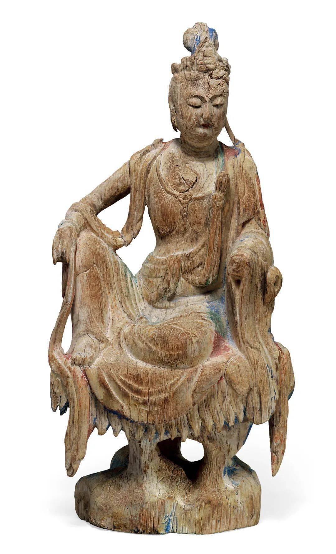 赏析｜明代彩绘木雕水月观音像_搜狐网