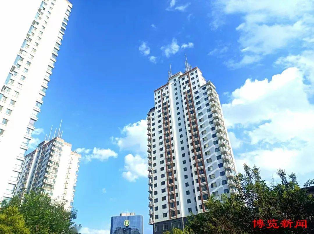 爱好摄影的张一天在自家小区楼下,随手拍下一组"淄博蓝"照片,晒于微信