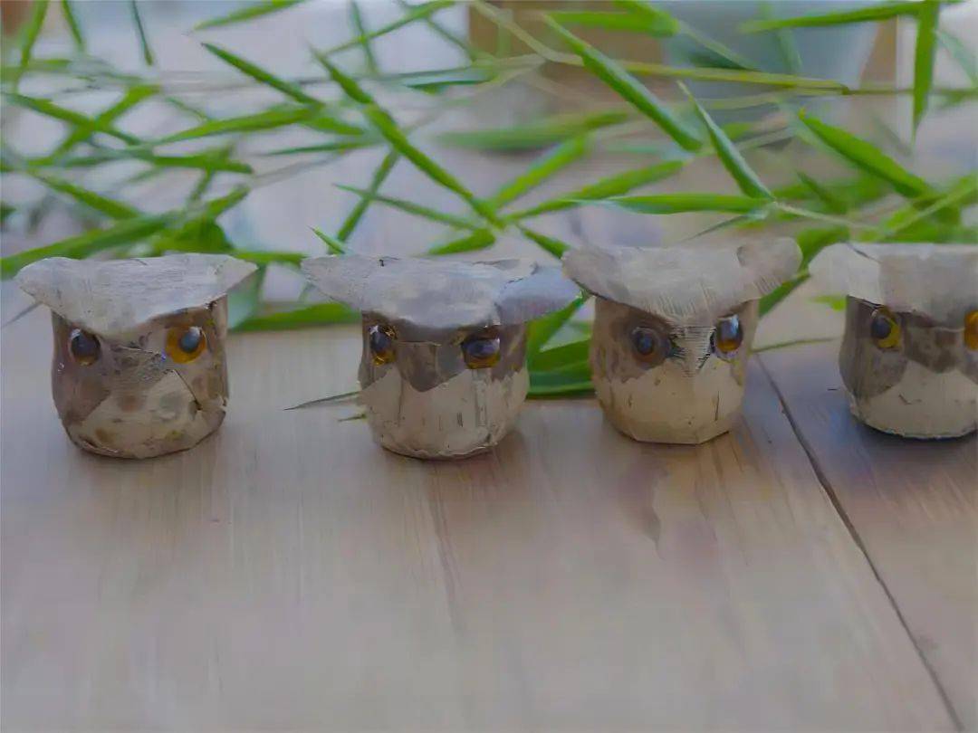 低碳生活 变废为宝丨传梭博物馆将废弃笋壳"变为"可爱动物_猫头鹰