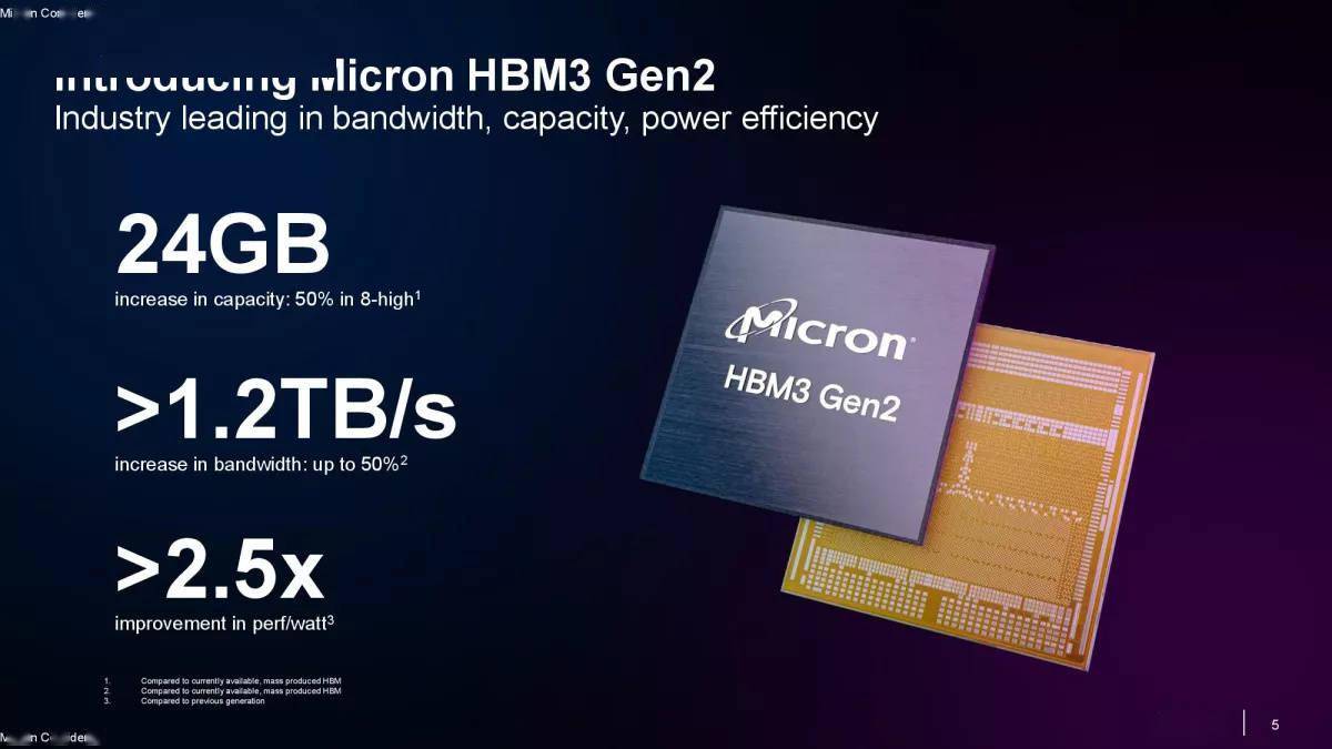 美光HBM3 Gen 2内存现已向客户出样 内存8高堆栈的带宽提高了50%