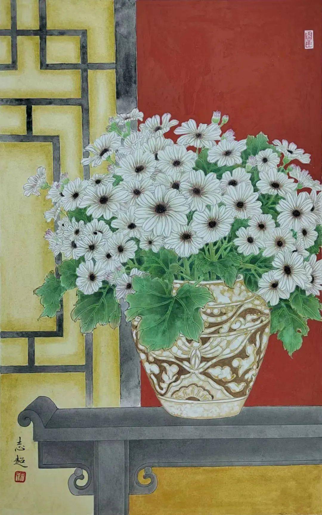 【国画天地】锦羽丹砂——梁志超的工笔重彩花鸟画_画面_创作_传统