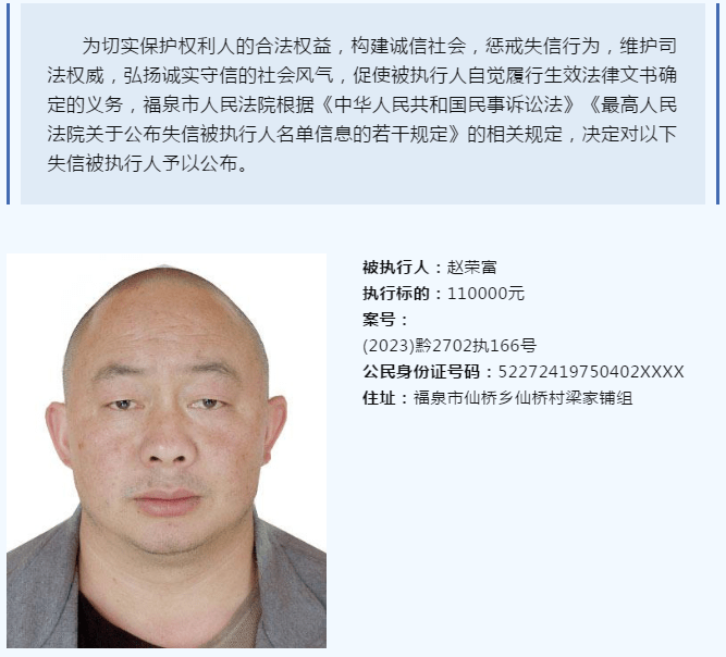 贵州一地曝光一批失信被执行人名单!快来看看有你认识的吗?_独山县_福泉_公告