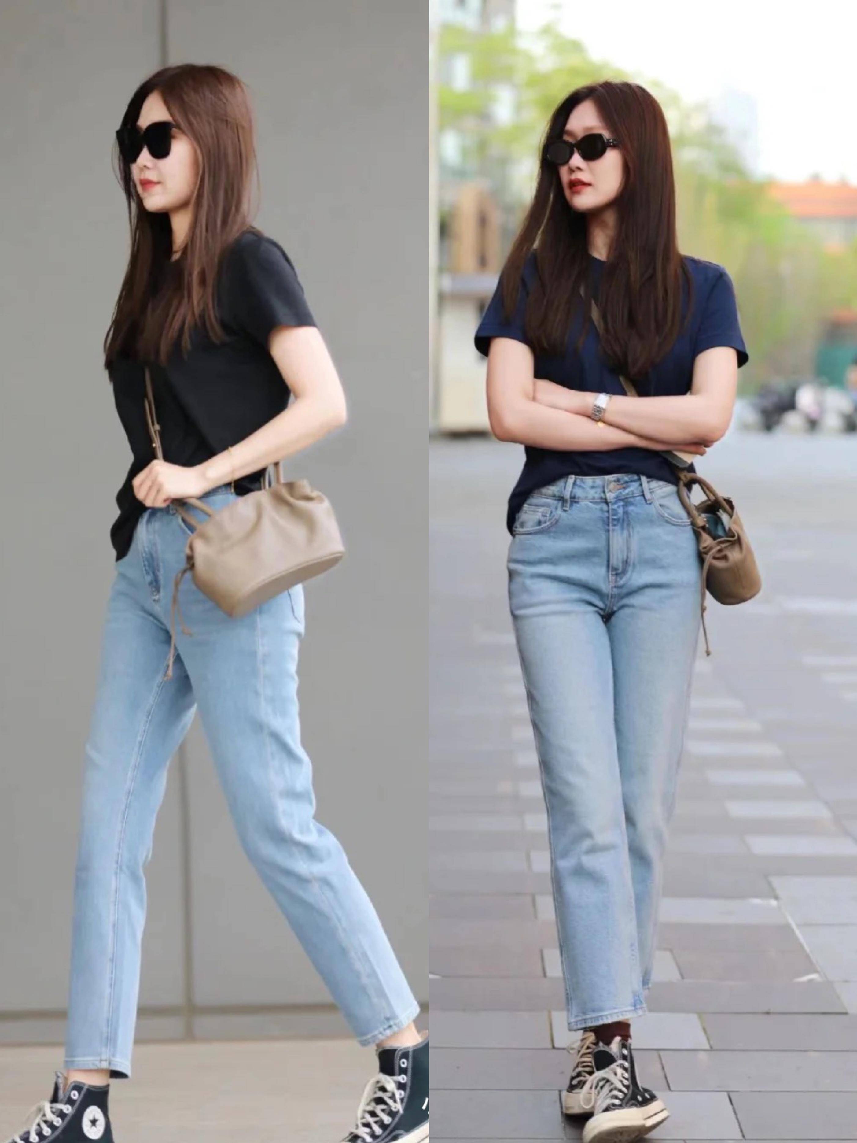 t恤,牛仔裤,帆布鞋,才是夏天最有松弛感的穿搭_大气_小个子_款式