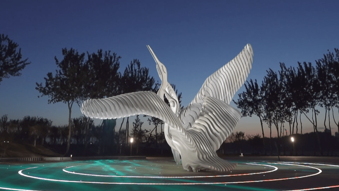 光随曲动!ip68匀光地埋灯打造声光一体广场雕塑_项目_福山区_夹河