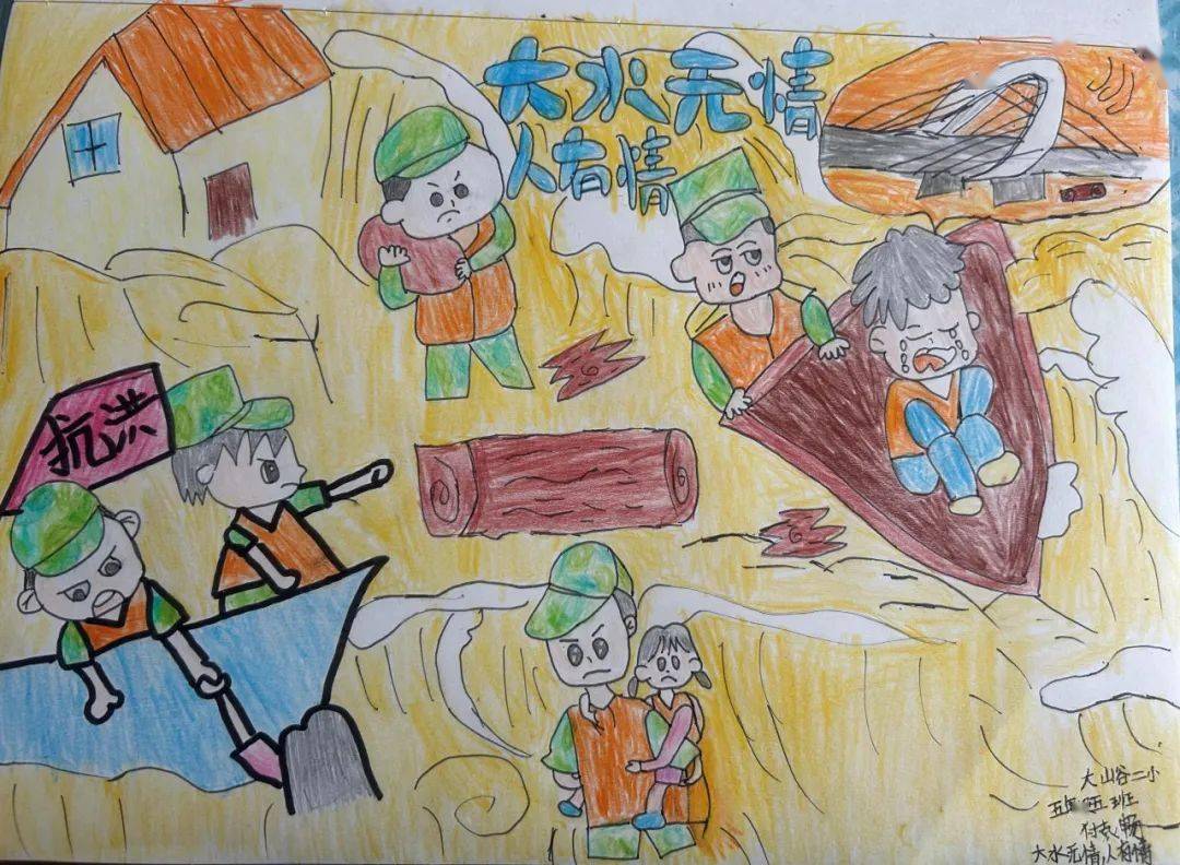 京西学子用画笔向抗洪救灾英雄致敬(二)