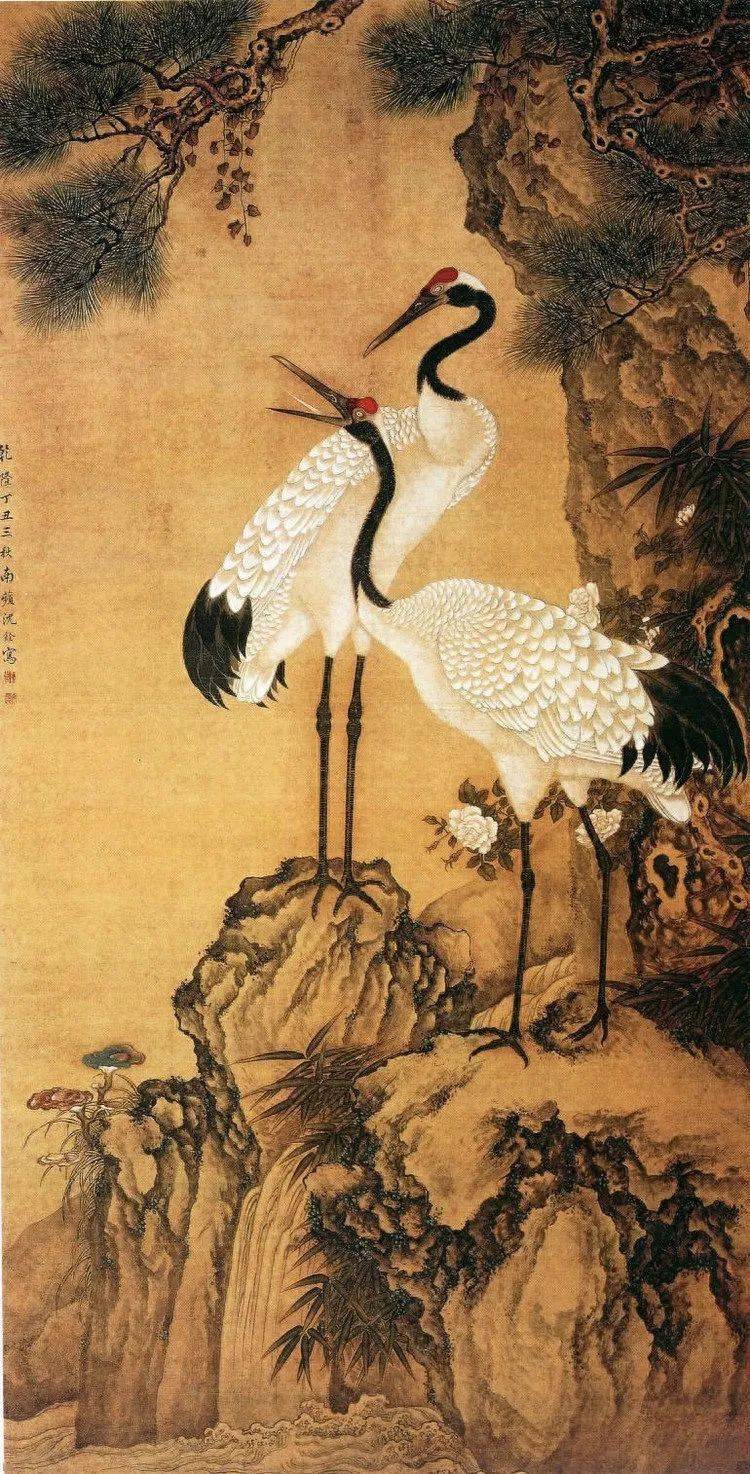 花鳥仙鶴圖 他被誉为“清代画鹤第一人”，每一幅都典雅高贵！_作品_仙鹤_花鸟画家