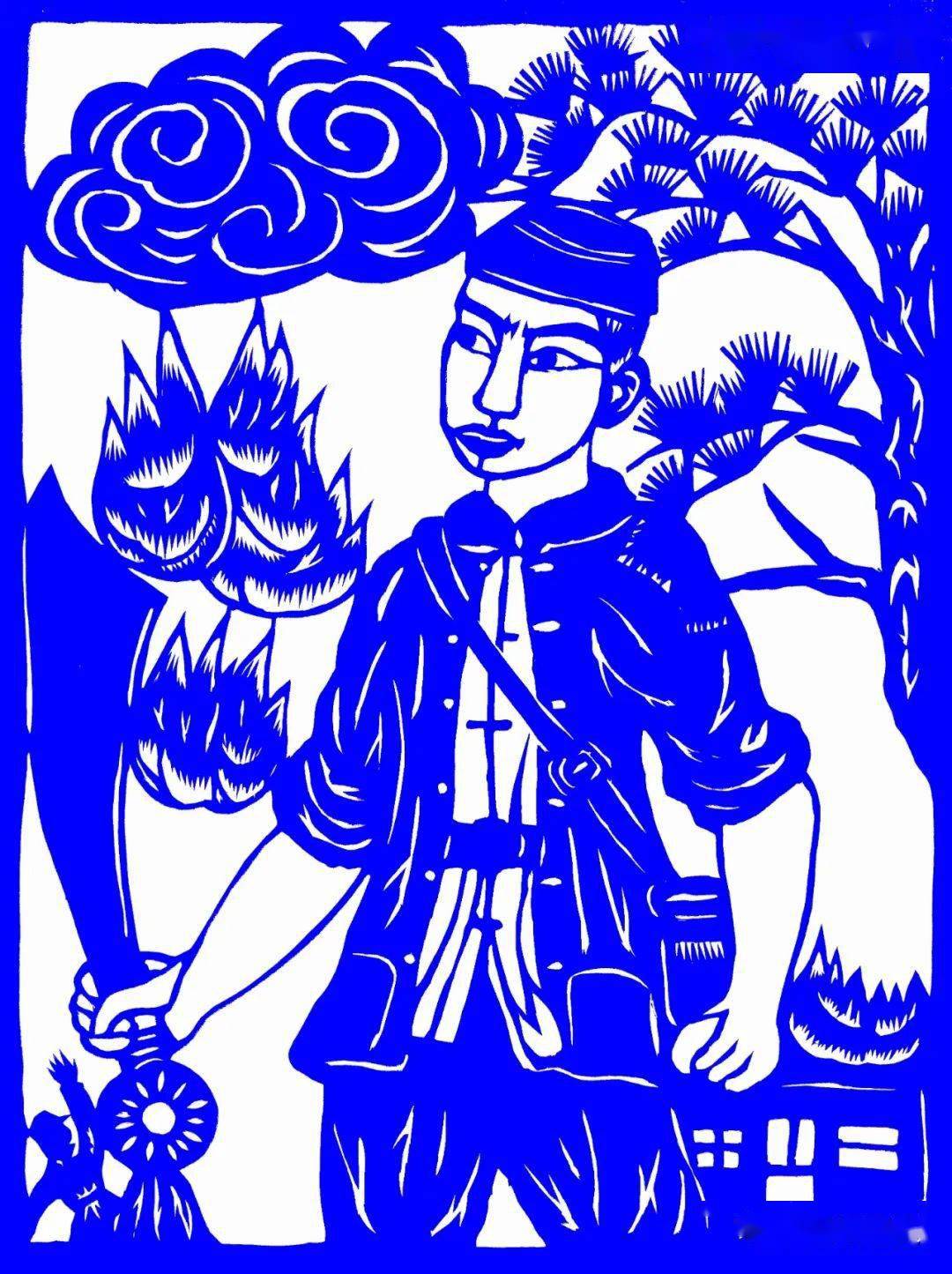 自小热爱剪纸艺术,面塑,制灯笼,刺绣等.入选作品《百团大战》.