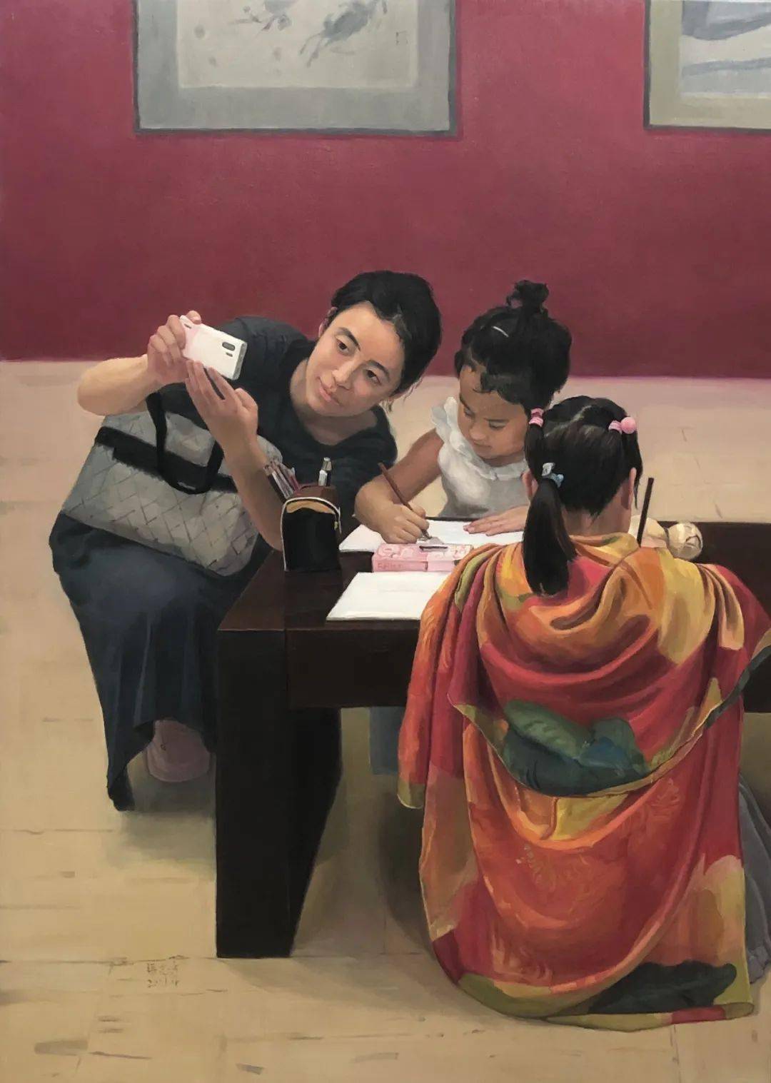 马颖《少年凌云志,各怀报国心》 布面油画密云区 刘立红《水库风景》