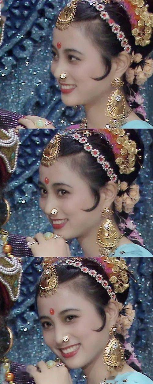 外形大气美艳,灵气逼人的李玲玉,在《西游记》中饰演的玉兔精,边唱边