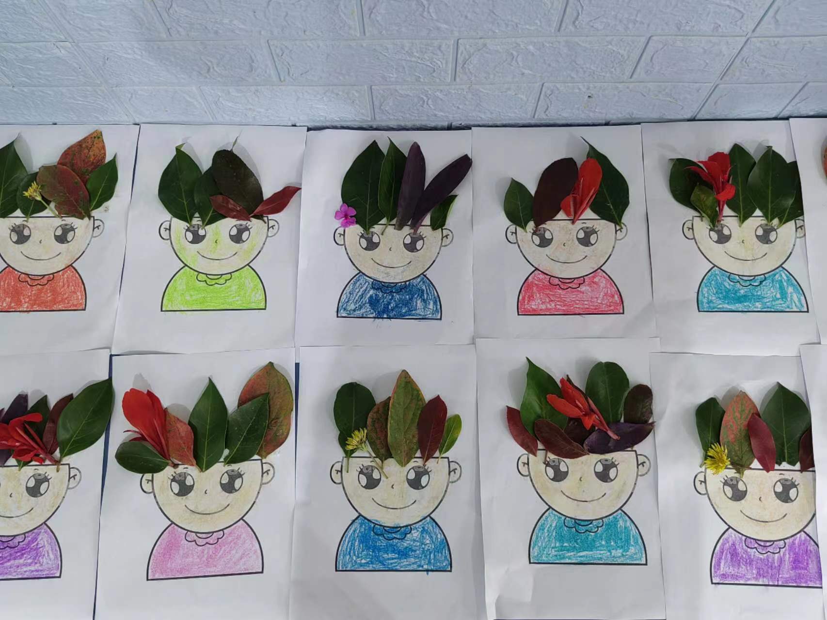 拾秋,贴画——司家寨幼儿园《秋娃娃的头发》树叶贴画活动