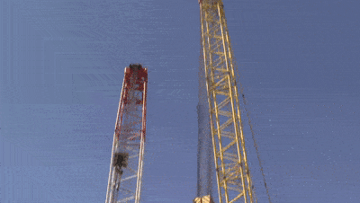 重1200吨!兰石重装急冷水塔完成地面合拢戴帽_设备_塔上_吊车