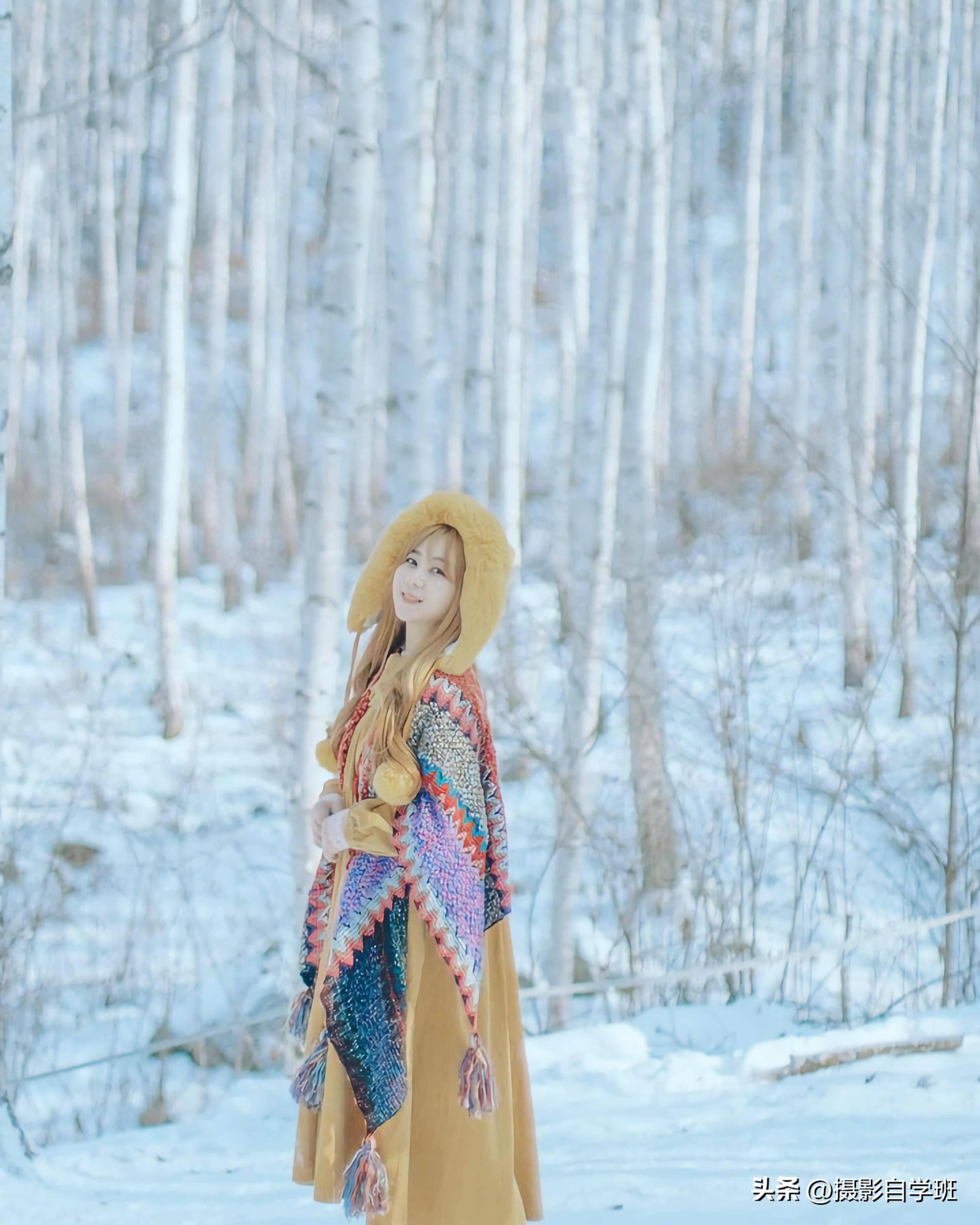 在雪景中拍摄时,可以利用线条技巧,来营造出独特的视觉效果.