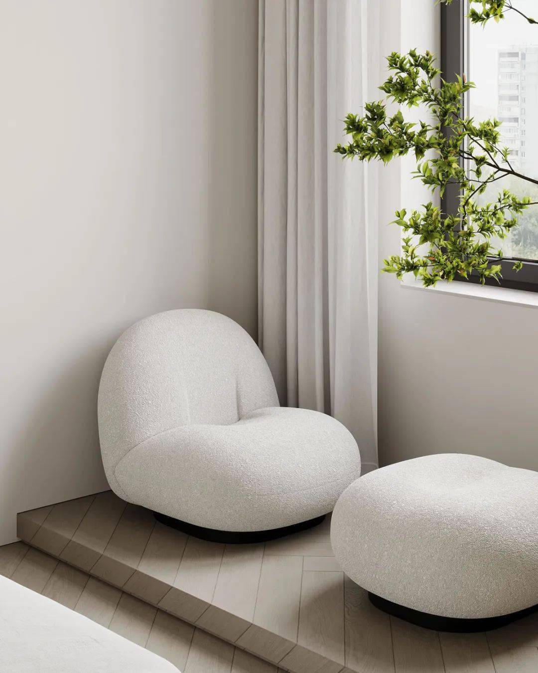 儿童房孩子的卧室以现代绿色桌椅的形式呈现出流行的色彩折纸动物雕塑