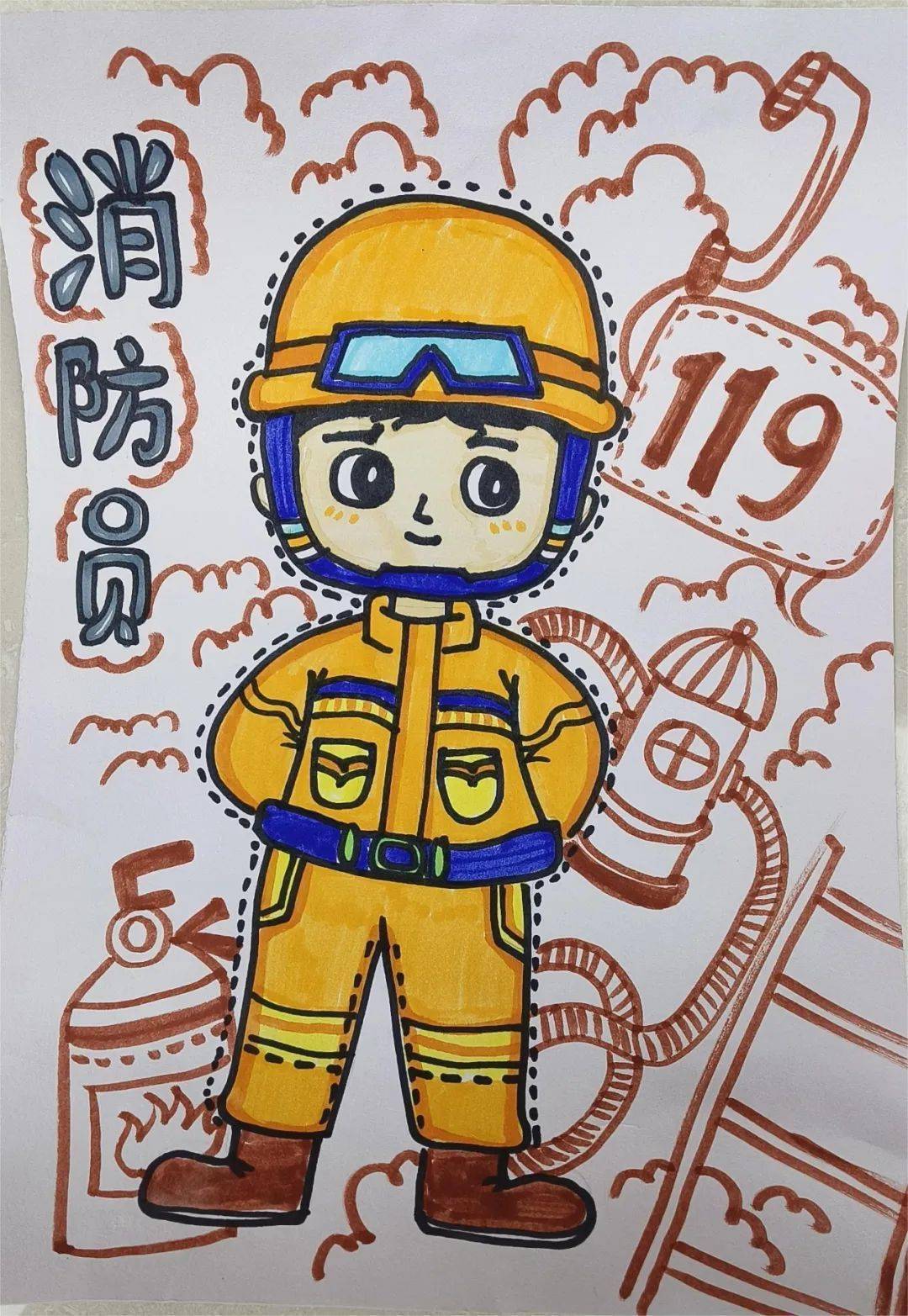 消防员第八届儿童消防作文绘画大赛作品展播(十三)