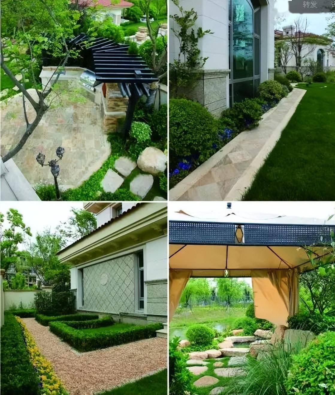 藤条编织的桌椅,或者,绿油油的青草地,石头砌的桌椅,布艺的小吊床,你