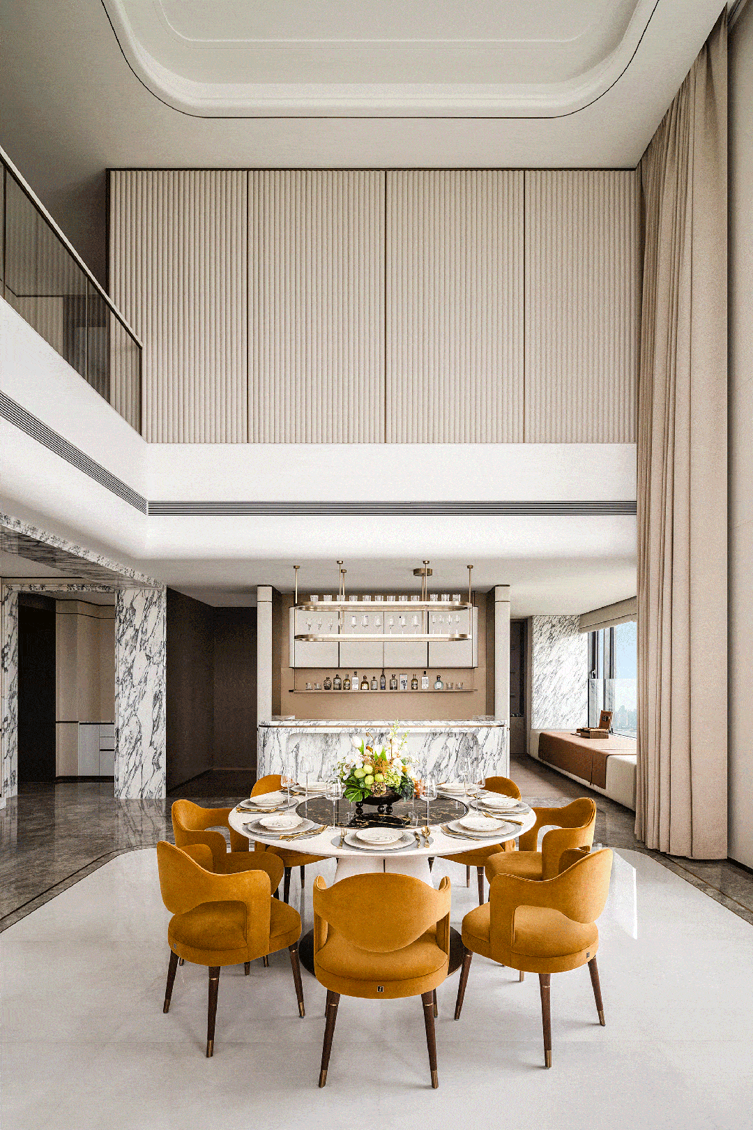 【hwcd力作】478㎡顶层复式一线滨江云端豪宅设计方案_空间_设计的