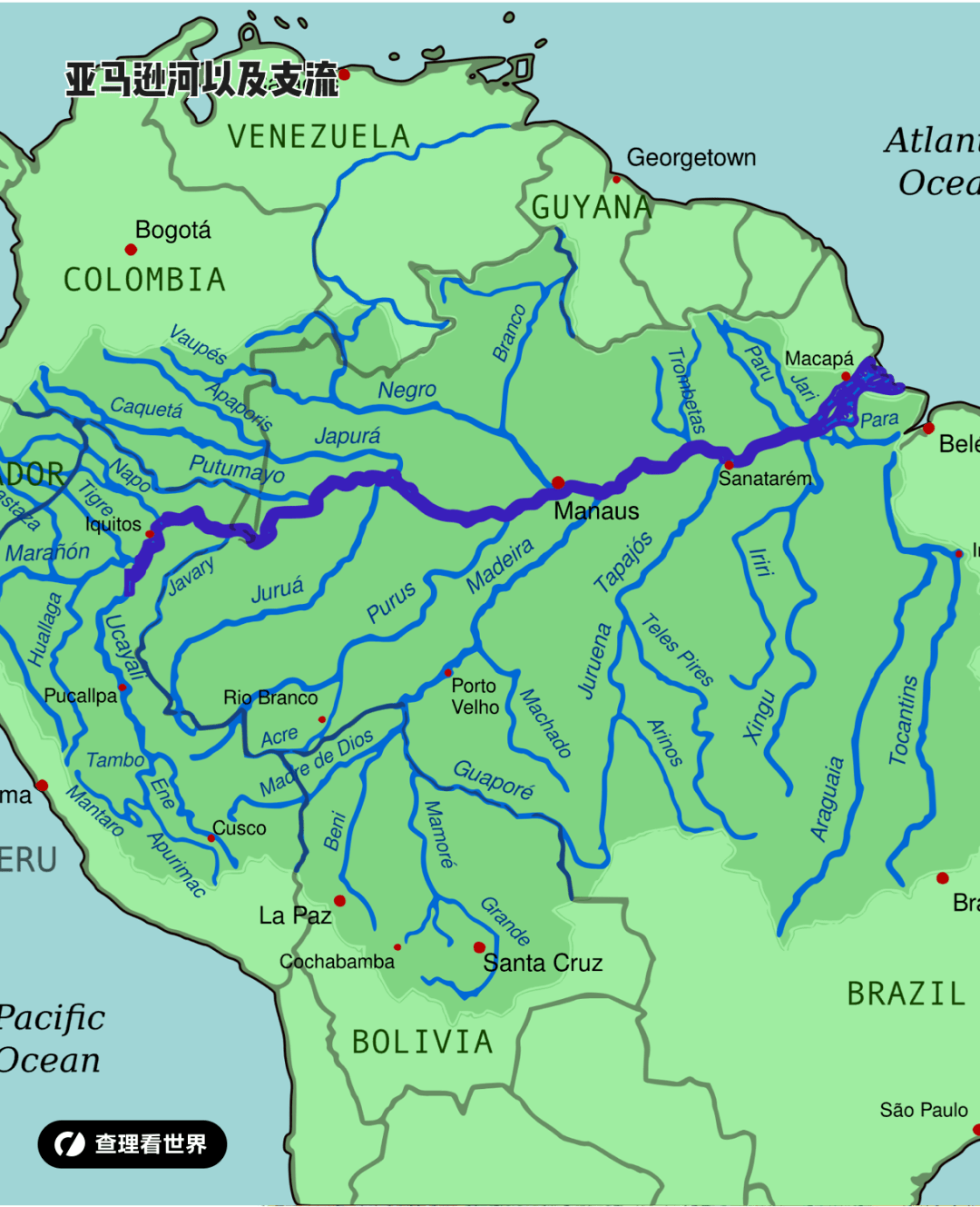 世界地图亚马逊河图片