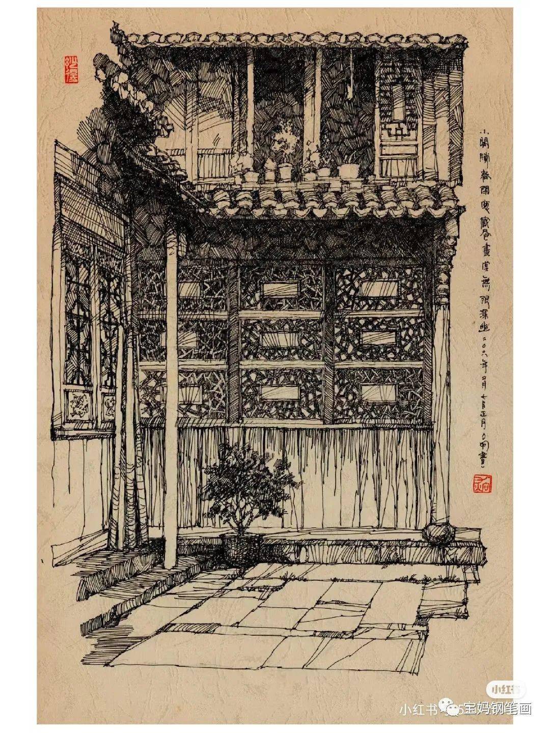 他山之石·艺‖大师笔下的醉美徽州,超级漂亮的徽州建筑速写,别具一格