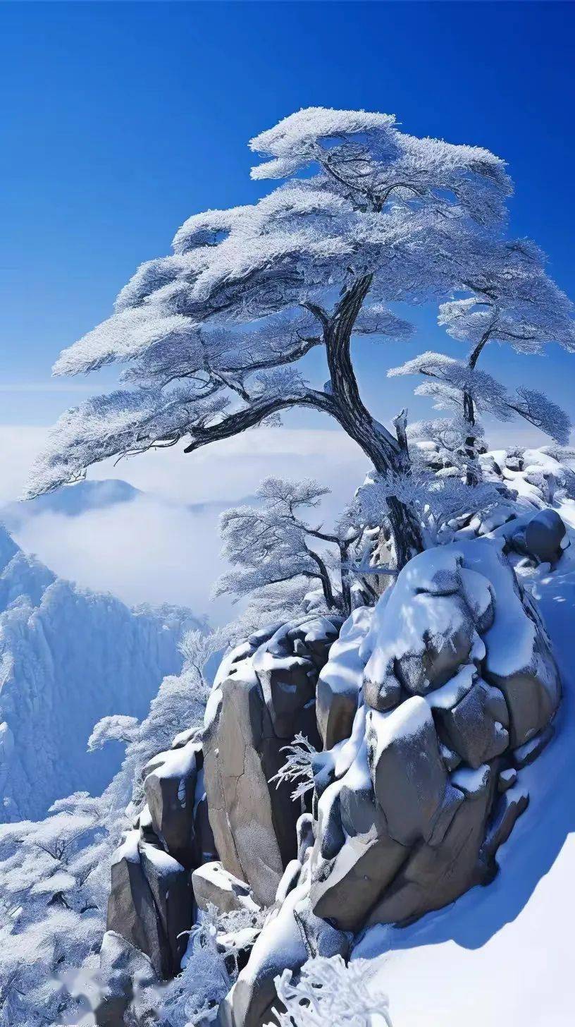 黄山雪景直屏图片