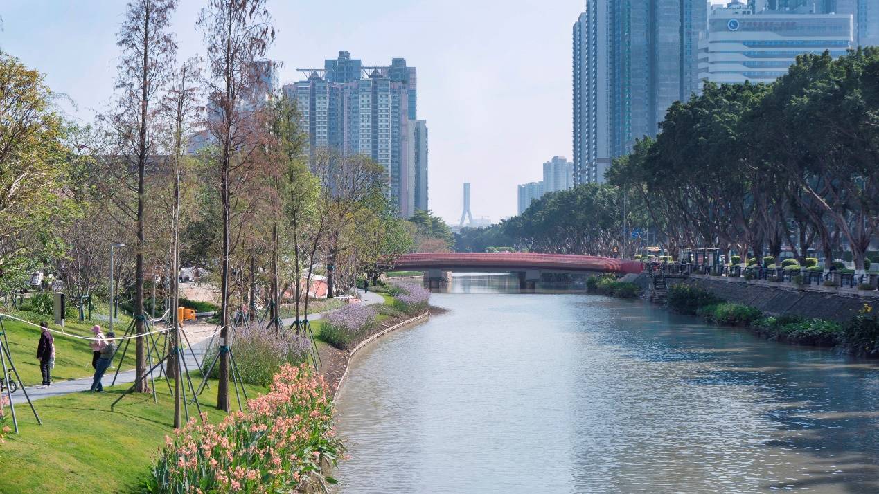 據悉,花地灣公園位於原芳村花鳥魚蟲市場旁,在原有地鐵b湧碧道的基礎