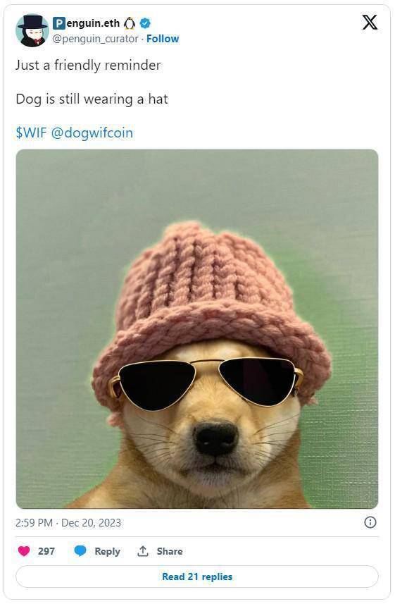 加密货币再现疯狂！狗帽币引领山寨币大涨 比特币一度突破44000美元