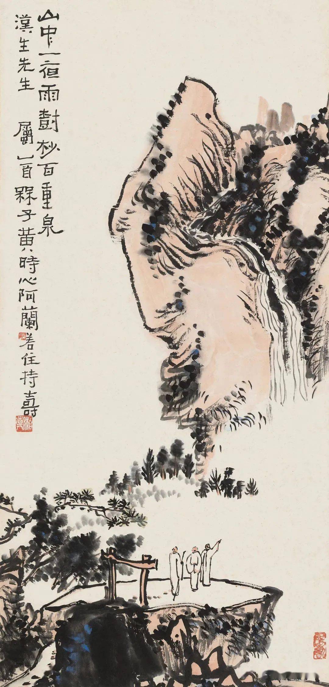 潘天壽 山水 潘天寿独创山水花鸟结合精品鹰石山花图上拍嘉德|拍卖|天津美术网