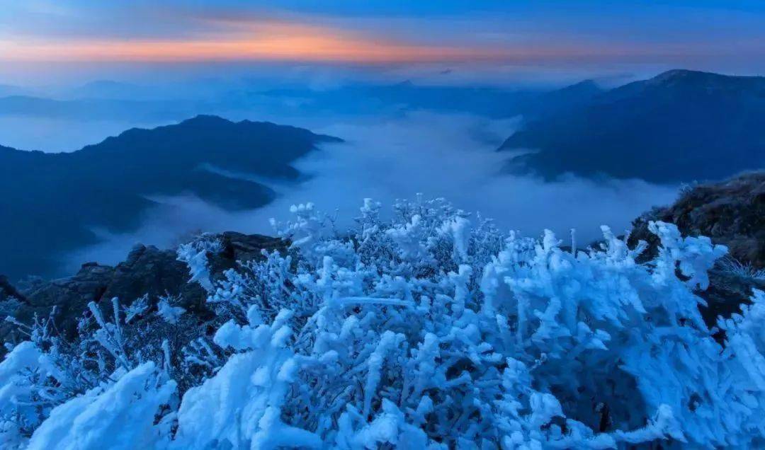 临海括苍山雪景图片