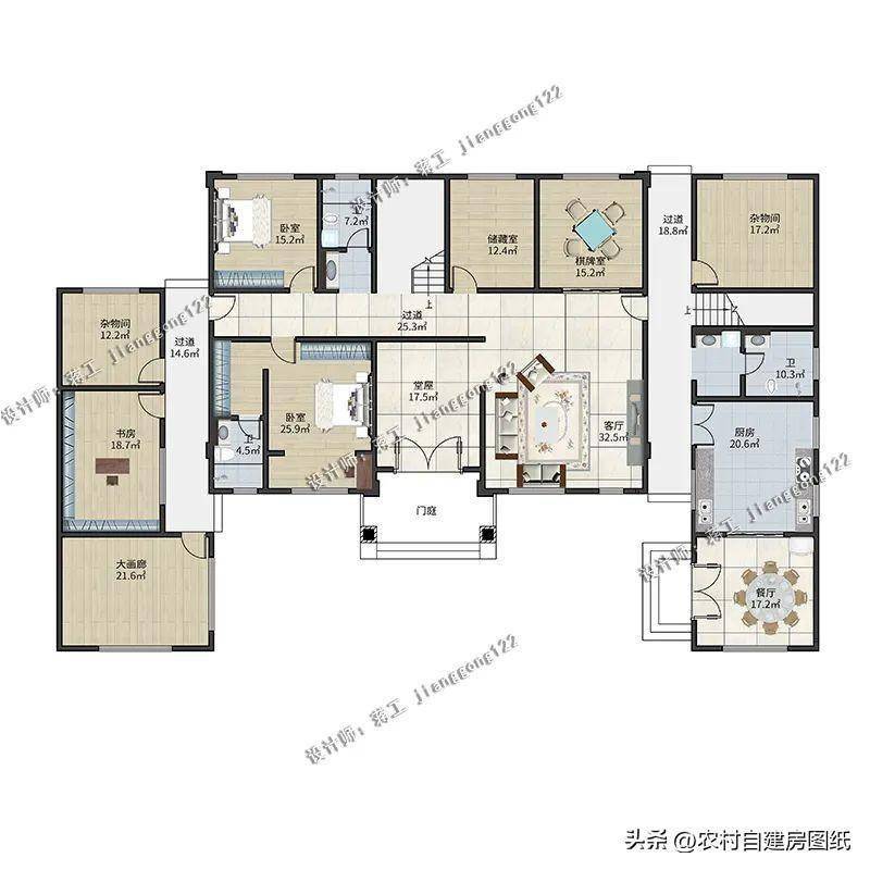 3款新中式三合院,低调不失高雅,农村四代都不用愁_别墅_传统_元素